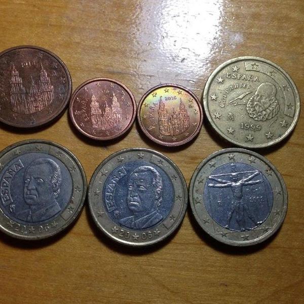lote 7 moedas de euro espanha diversos ler tudo r$79