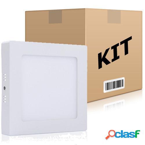 Kit 10 Painel Plafon Quadrado Luminária Sobrepor Led 6w