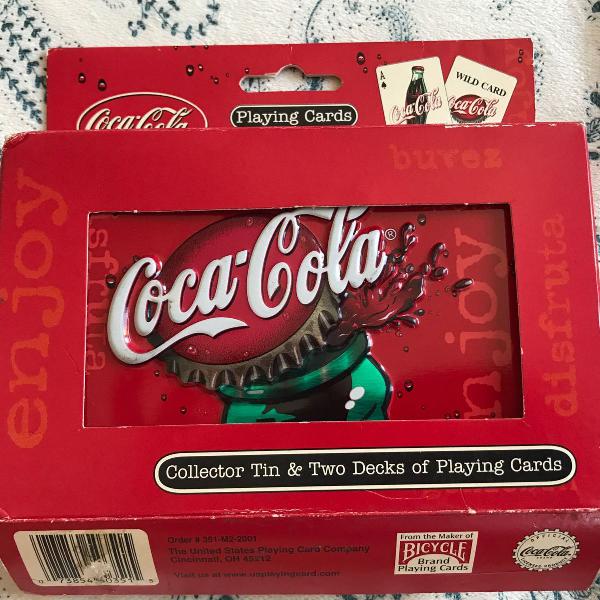 baralho coca cola em caixa de alumínio
