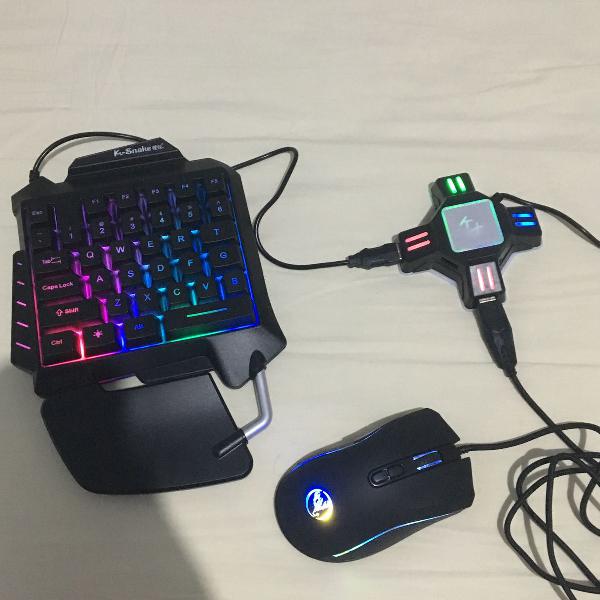 kit gamer ps4 mouse teclado e adaptador