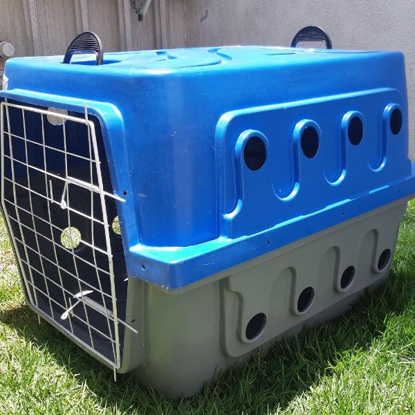 Caixa de Transporte Ideal Dog Cinza e Azul