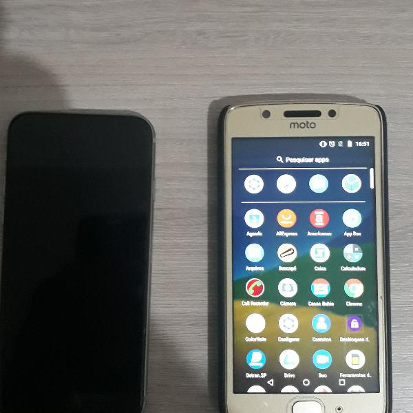 Celular iphone e Moto G5 32 GB.