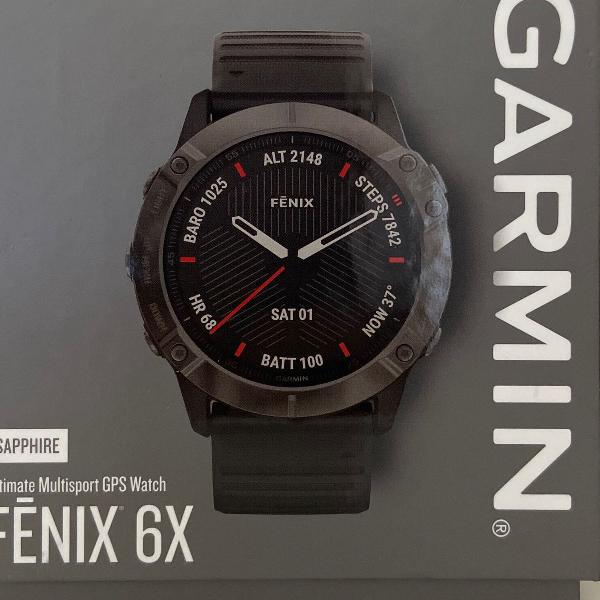 smartwatch - garmin fênix sapphire 6x carbon - 51mm