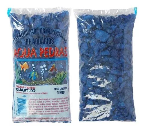 Cascalho Colorido P/ Aquarios Aqua Pedras Azul Escuro 1kg