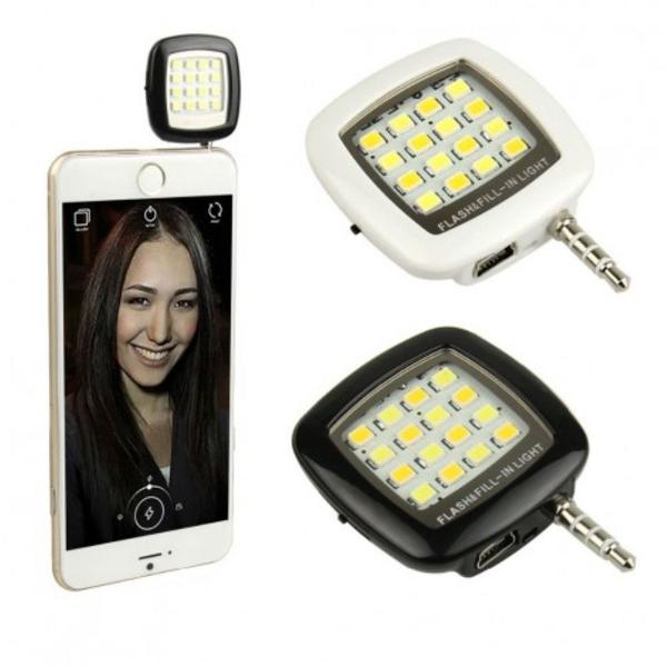 02 Mini Flashs para Smartphones - 16 LEDs recarregável USB