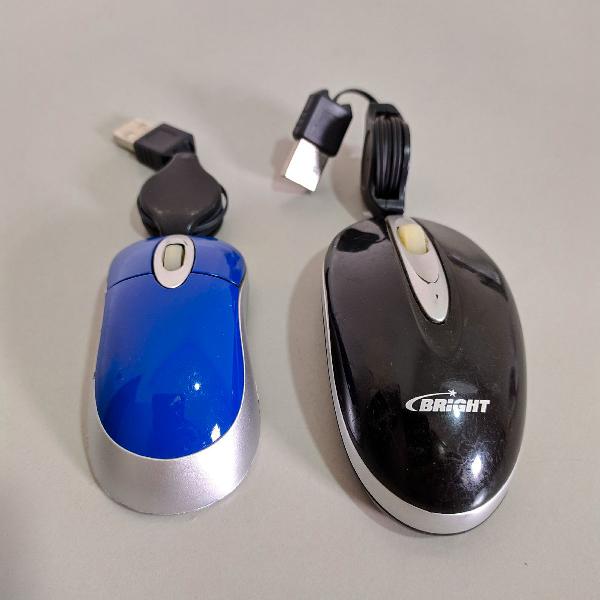 Kit Combo 02 Unid. Mini Mouse Retrátil Portátil USB P/