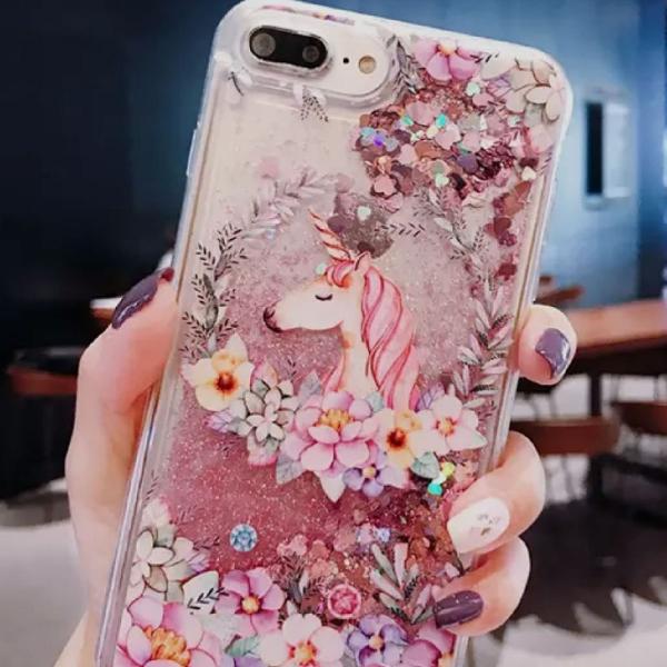 capa case iPhone 5 5s se unicornio glitter