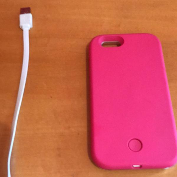 capa mágica que ilumina para iphone 6 cor rosa