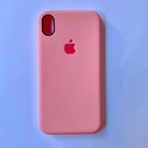 capa silicone flexível para iphone xr rose