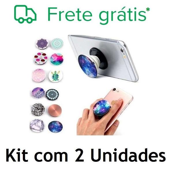 lote com 2 popsockets pop socket suporte celular + kit pop