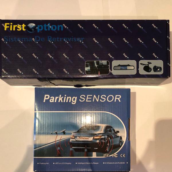 sensor de estacionamento + retrovisor com câmera de ré