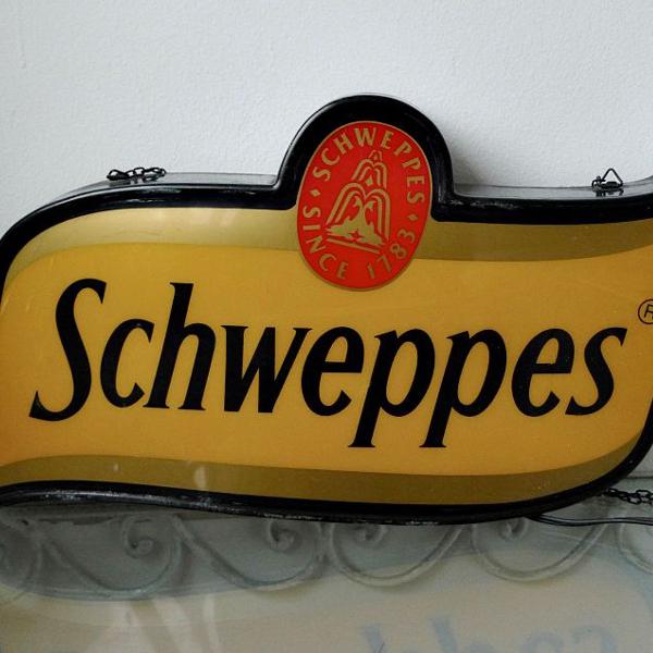 luminoso vintage anos 80 de bar schweppes, luminária