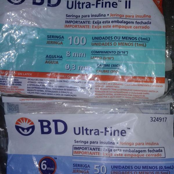 seringa de insulina bd ultra fine de 0,5ml ou 1,0ml kit de