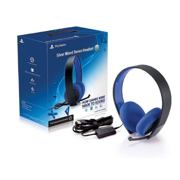 Fone Headset Silver Wired Stereo 7.1 Ps4
