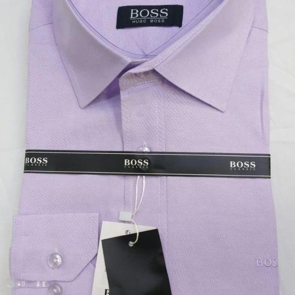 camisa social masculino lisa hugo boss manga longa