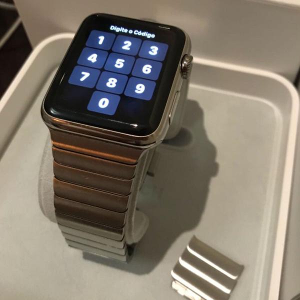 pulseira inox elos* para apple watch + night stand