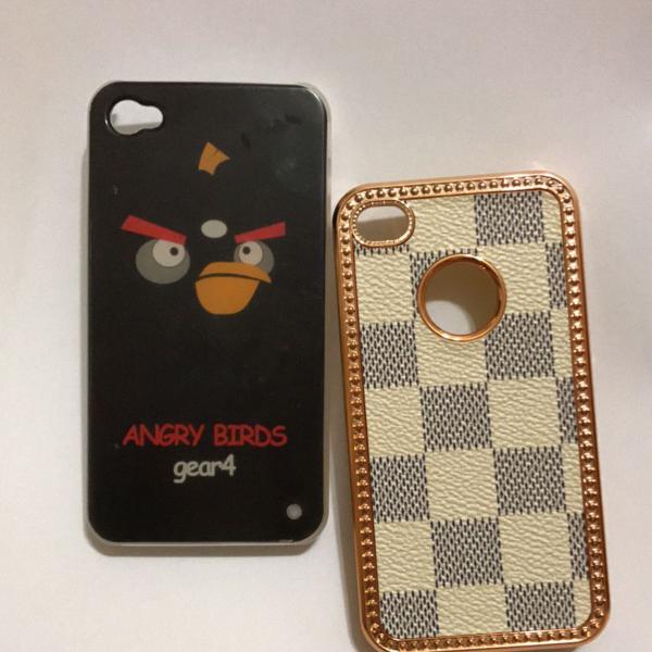 2 Cases Capinha iPhone 4, 4S Louis Vuitton estampa e Angry