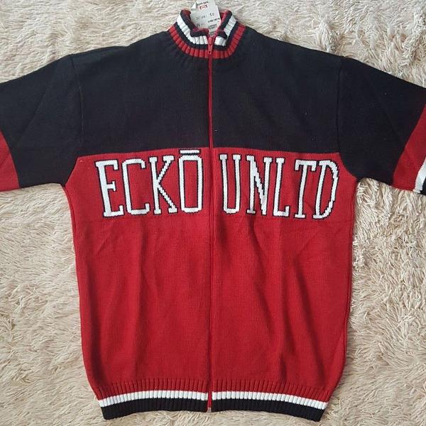 blusa de lã da ecko unltd preto e vermelho tam g