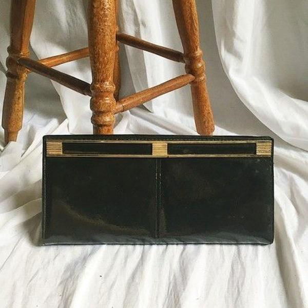 bolsa couro preta vintage