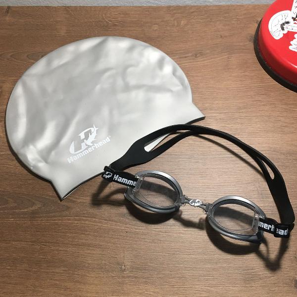 touca + óculos de natação