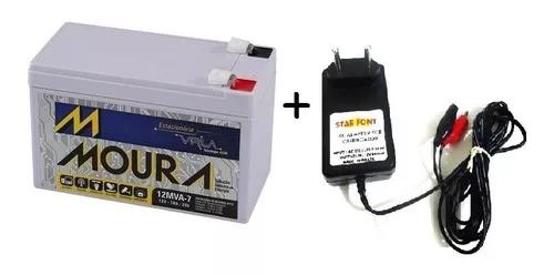 Kit Bateria Moura Gel Selada 12v 7ah + Carregador 12v