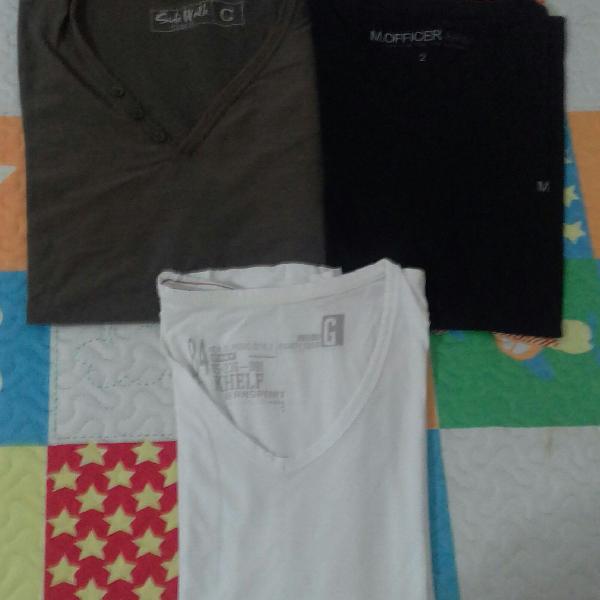 kit 03 camisetas masculinas