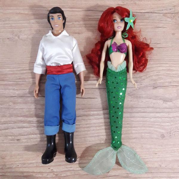 Bonecos Ariel e Príncipe Eric - A Pequena Sereia