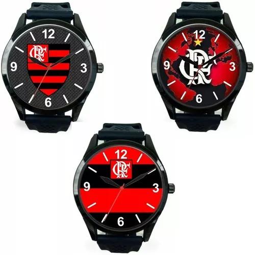 Kit 3 Relógios Pulso Esportivo Flamengo Barato