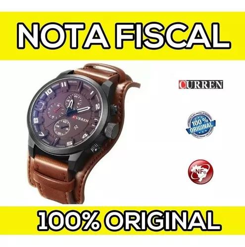 Relógio Masc Curren Original Couro Com Nota Fiscal