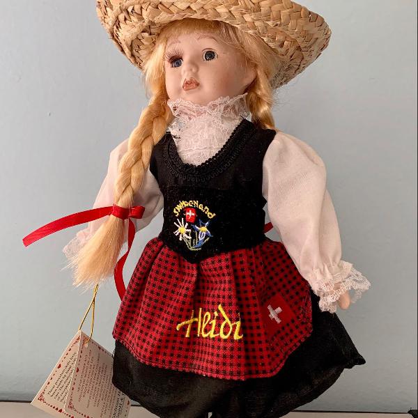 boneca alemã heidi porcelana 30 cm