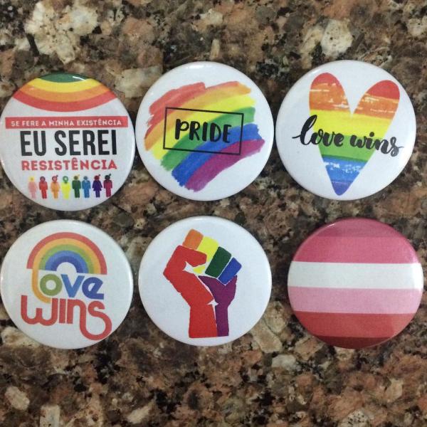 kit 6 bottons / botons lgbt pride resistencia lesbica
