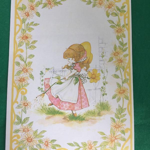 papel de carta - menininha e borda florida