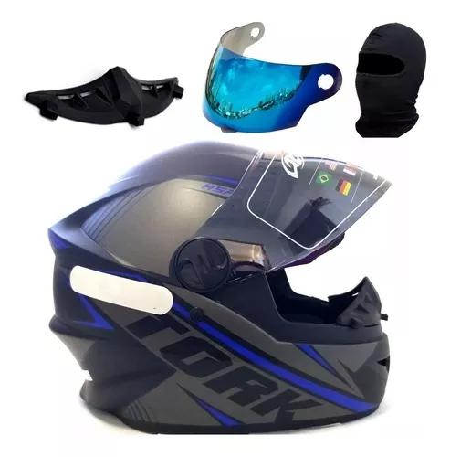 Capacete Fechado R8 Pro Tork + Viseira Iridiun + Narigueira