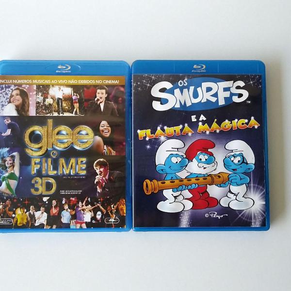 KIT BLU-RAY/GLEE O FILME 3D E OS SMURFS E A FLAUTA MÁGICA.