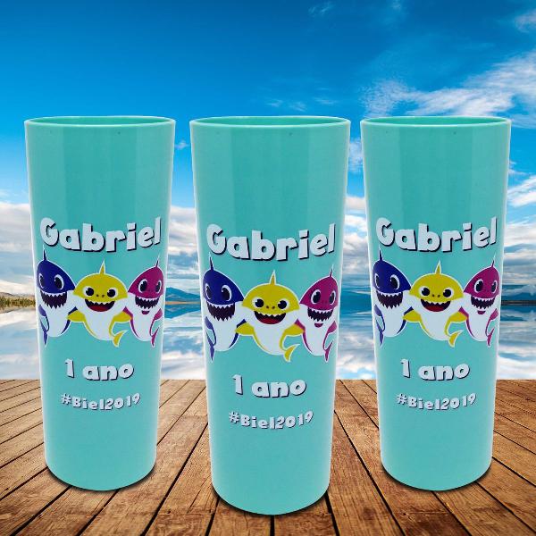 15 long drink azul tiffany personalizado - baby shark