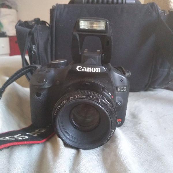 câmera canon t1i usada + case + 2 lentes + filtro