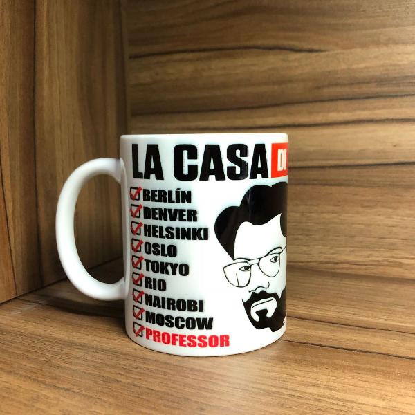 caneca de porcelana la casa de papel