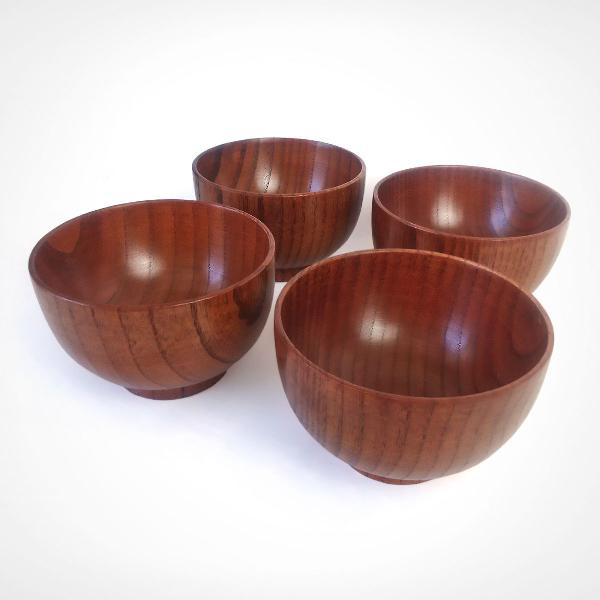 conjunto 4 bowls tigelas cumbuca madeira arroz sushi eco