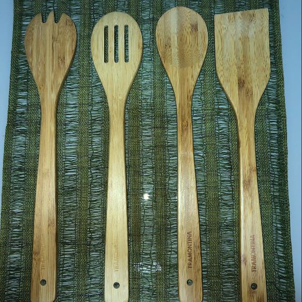 conjunto de utensílios bambu tramontina
