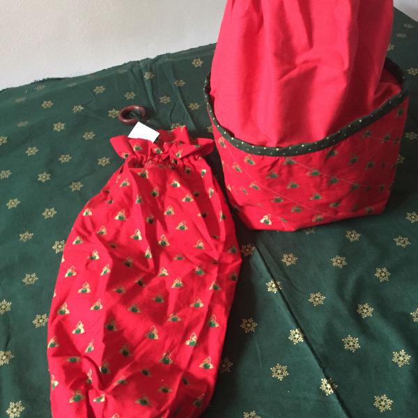 kit de puxa saco e porta panettone vermelho