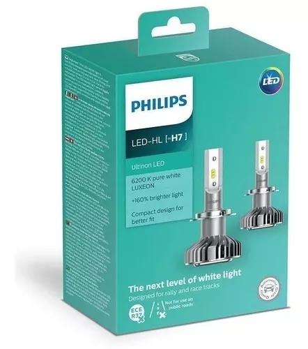 Kit Lampada Led H7 Philips Ultinon 12v 6200k 160% + Luz