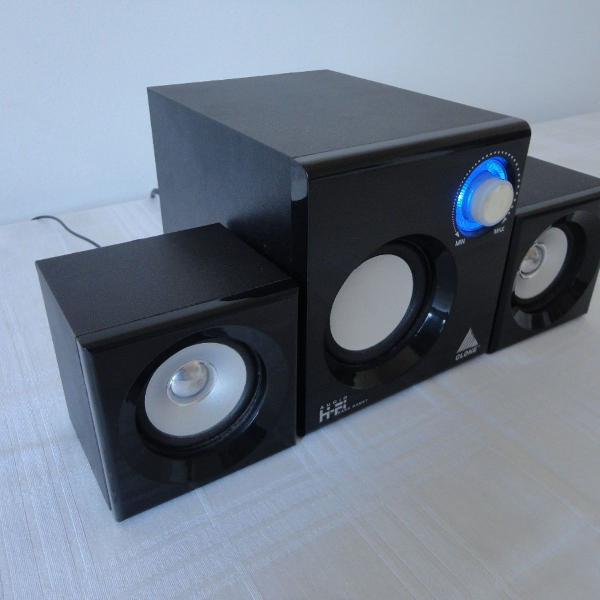 caixas de som clone 21007 c/ subwoofer 2.1 10w (rms)