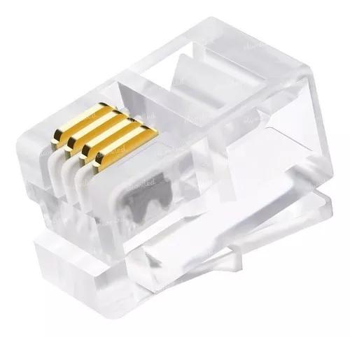 10 Peças Conector Plug Modular Rj9 Monofone 4x4 4p4c 4 Vias