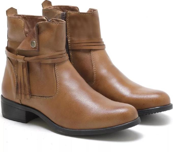 Bota Cano Curto Feminina Couro Legítimo (2 cores)