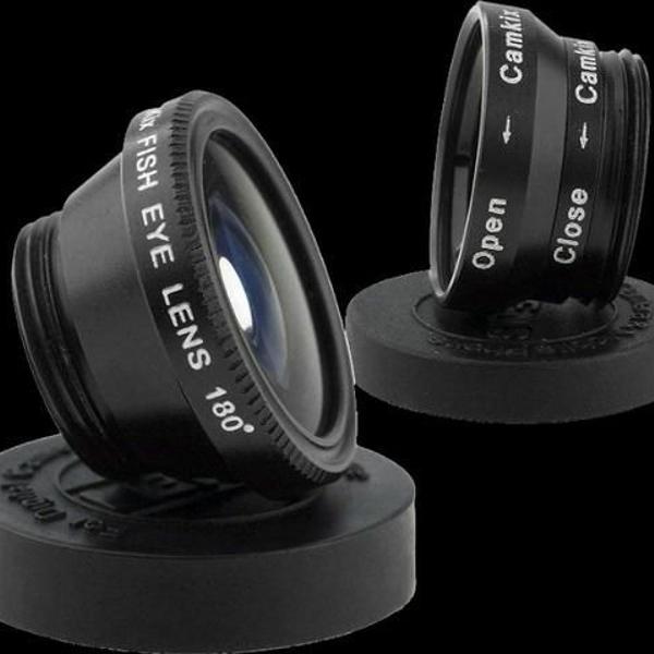 kit de 2 lentes fish eye e macro para qualquer celular