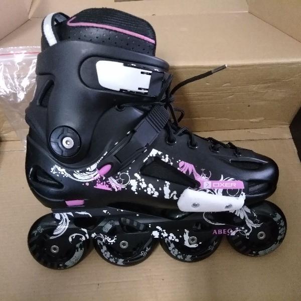 patins inline oxer abec 7 preto e roxo