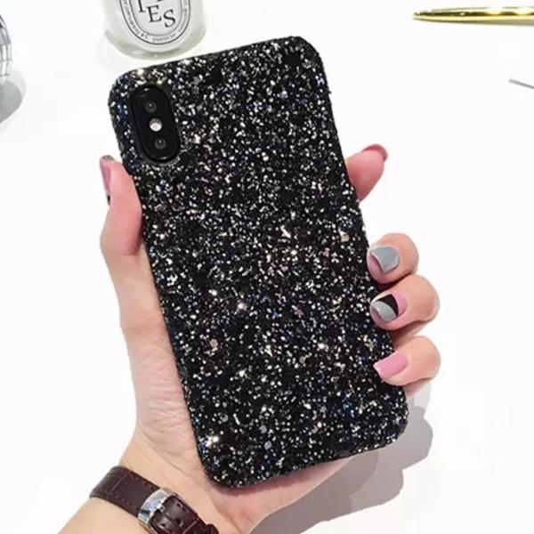capa iphone 6 6s preta com glitter case