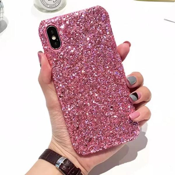 capa iphone 6 6s rosa glitter case