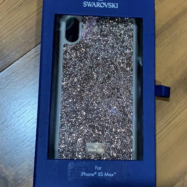 capinha iphone xs max original swarovski rose dourada