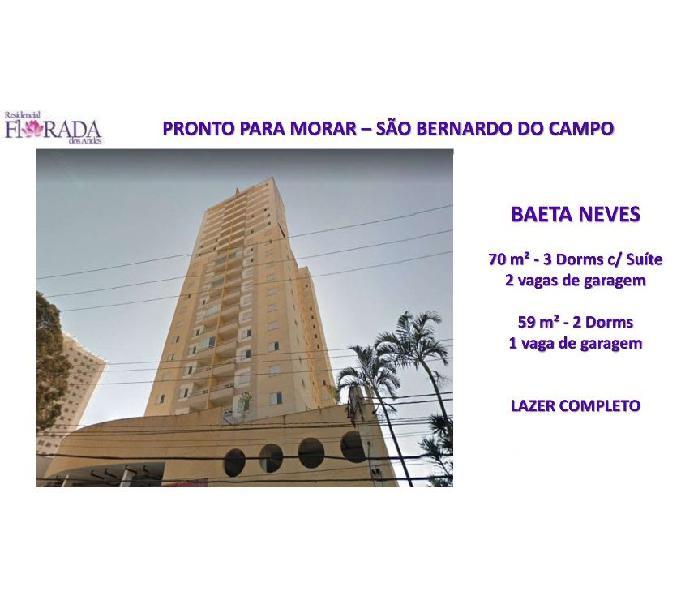 Apto. de 70 m² 3 Dorms cSuíte 2 vagas no B. Baeta Neves